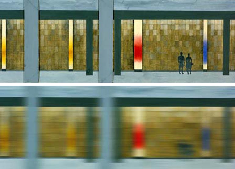 The project of the interior design of Śródmieście railway station (1960-62), designed by Jerzy Sołtan, Zbigniew Ihnatowicz and a team of collaborators - Lech Tomaszewski (structures), Wojciech Fangor (painting), Bogusław Smyrski (visual information) photo: the Museum of Warsaw's Academy of Fine Arts (ASP)